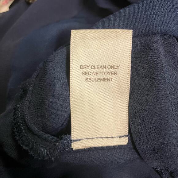 Rebecca Taylor Top Blouse S 2 Navy Silk Blend Draped Neck Peplum Career Office - Picture 11 of 13